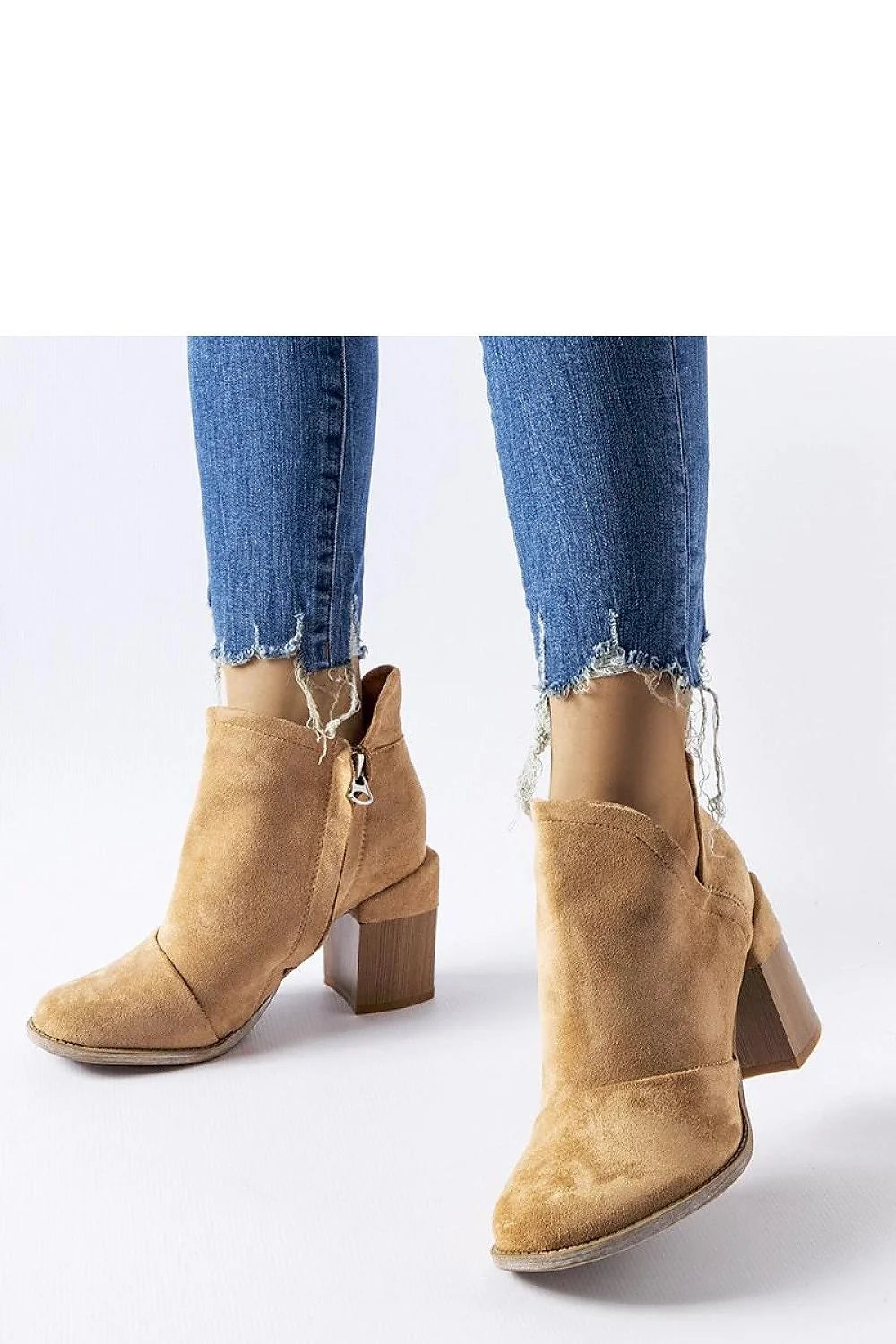 bottines Solea femme camel daim cuirzam écologique western moderne bout effilé tige échancrée talon bloc effetbois 5cm confortable élégante polyvalente