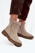 bottes neige femme cuir écologique plateforme 3cm fourrure intérieure col bordé zip latéral semelle caoutchouc crantée antidérapante confortable