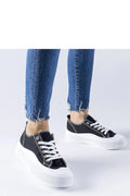 Baskets urbaines modernes pour femmes style casual noir et blanc semelle compensée laces métalliques confort mode