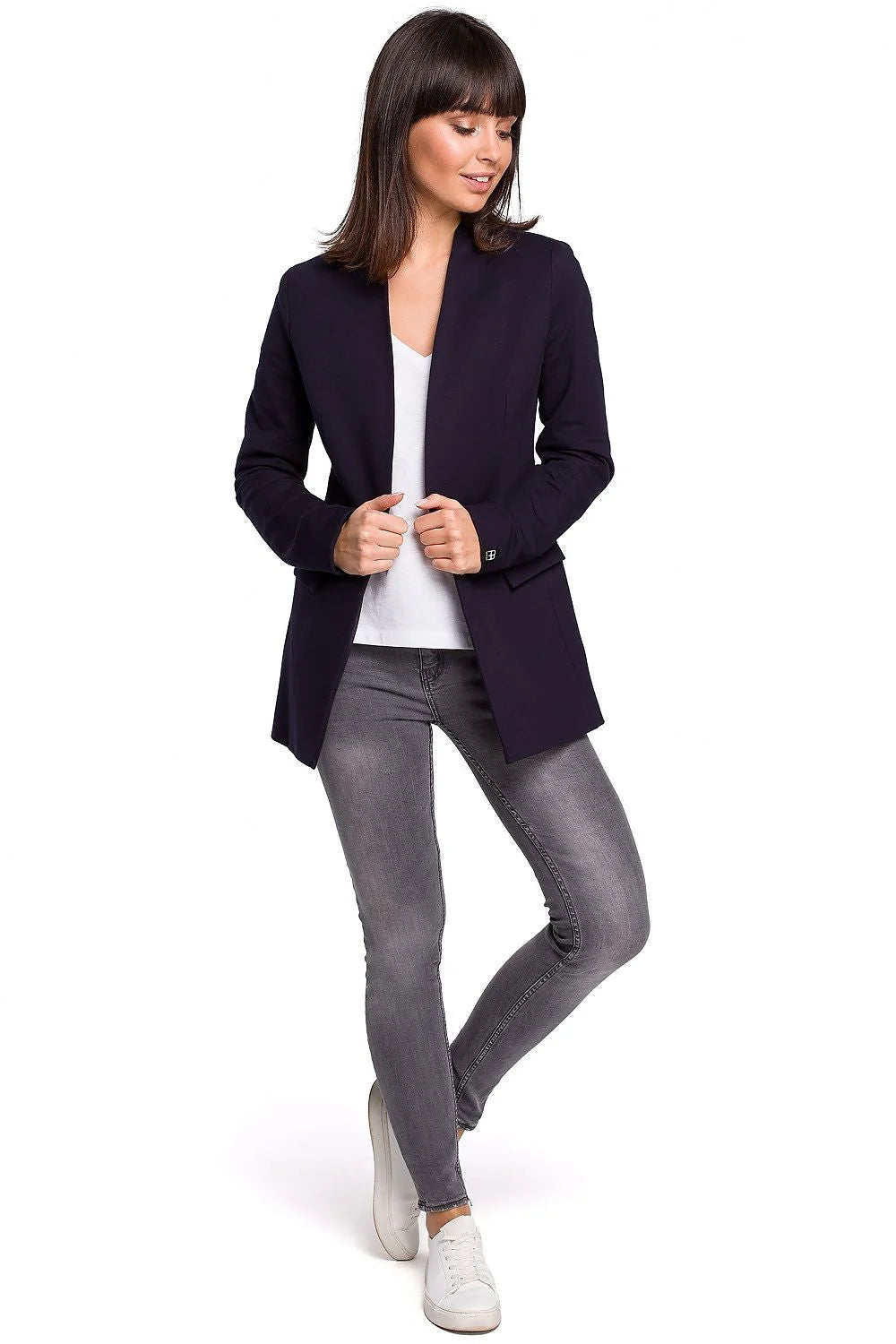 blazer femme BeWear rouge vif ajusté cintré manches longues col châle poches rabat doublé coton élasthanne confortable structuré