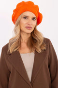 Béret AT en acrylonitrile coton cachemire orange vif ajusté antenne manteau brun chocolat style classique moderne femme occasion élégante