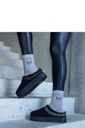 Bottes de neige Solea pour femmes, design moderne, style élégant, motif brodé Greene, couleur noire, confort optimal, semelle caoutchouc, fermeture éclair, doublure chaude, idéales pour l'hiver, look tendance, qualité supérieure