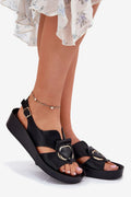 Sandales pour femmes S.Barski cuir naturel semelle compensée ornement métal doré confort moderne style élégant occasion quotidienne formelle