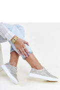 Baskets élégantes pour femmes en cuir écologique dorées bout arrondi design perforé lacets confortables occasion spéciale mode everyday shoes
