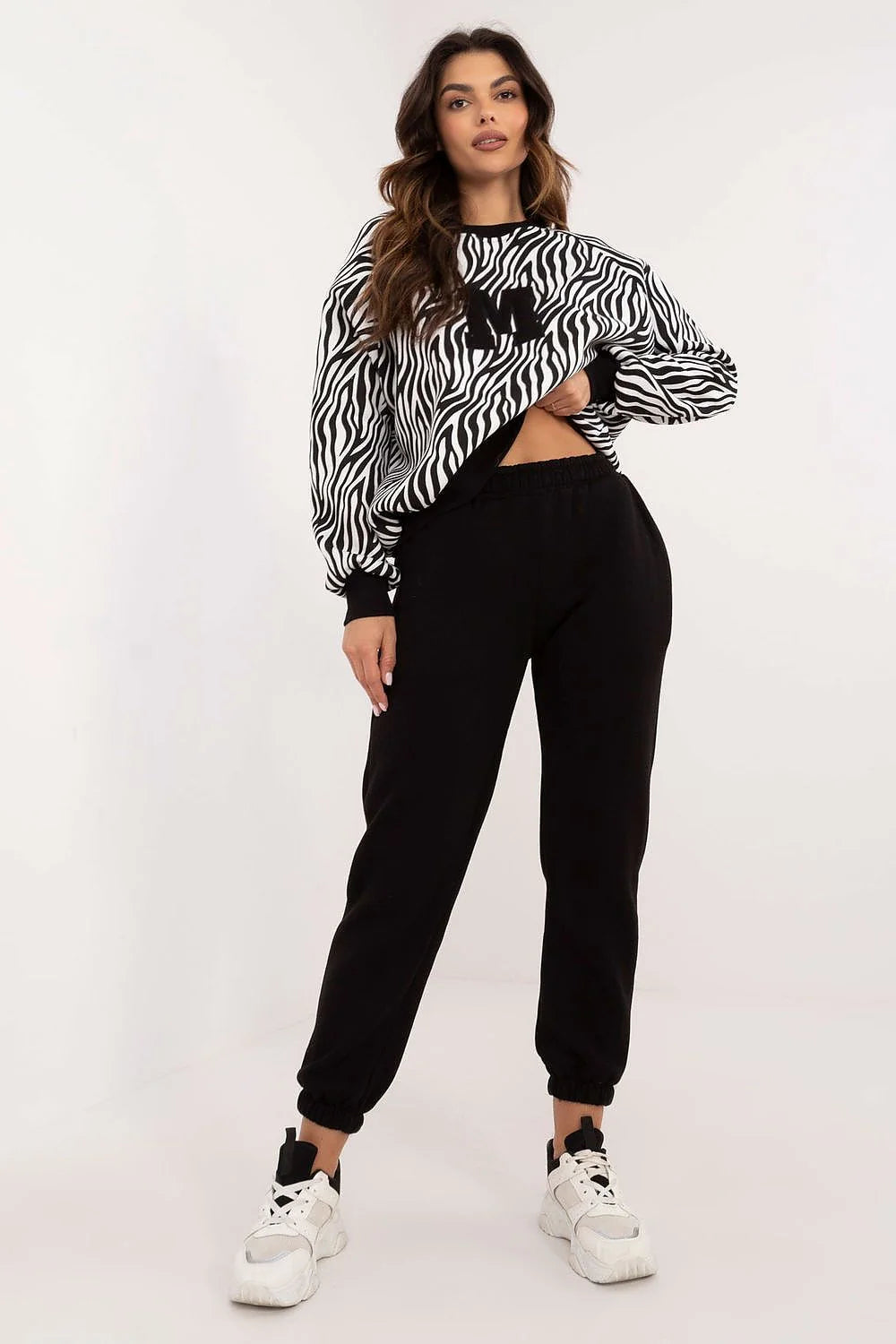 Ensemble Casual Élégant Zébré et Noir pour Femmes, Coupe Moderne, Matière Confortable, Occasions Décontractées