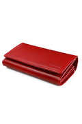 Portefeuille femme cuir rouge Verosoft élégant classique trois volets chic quotidien accessoire mode