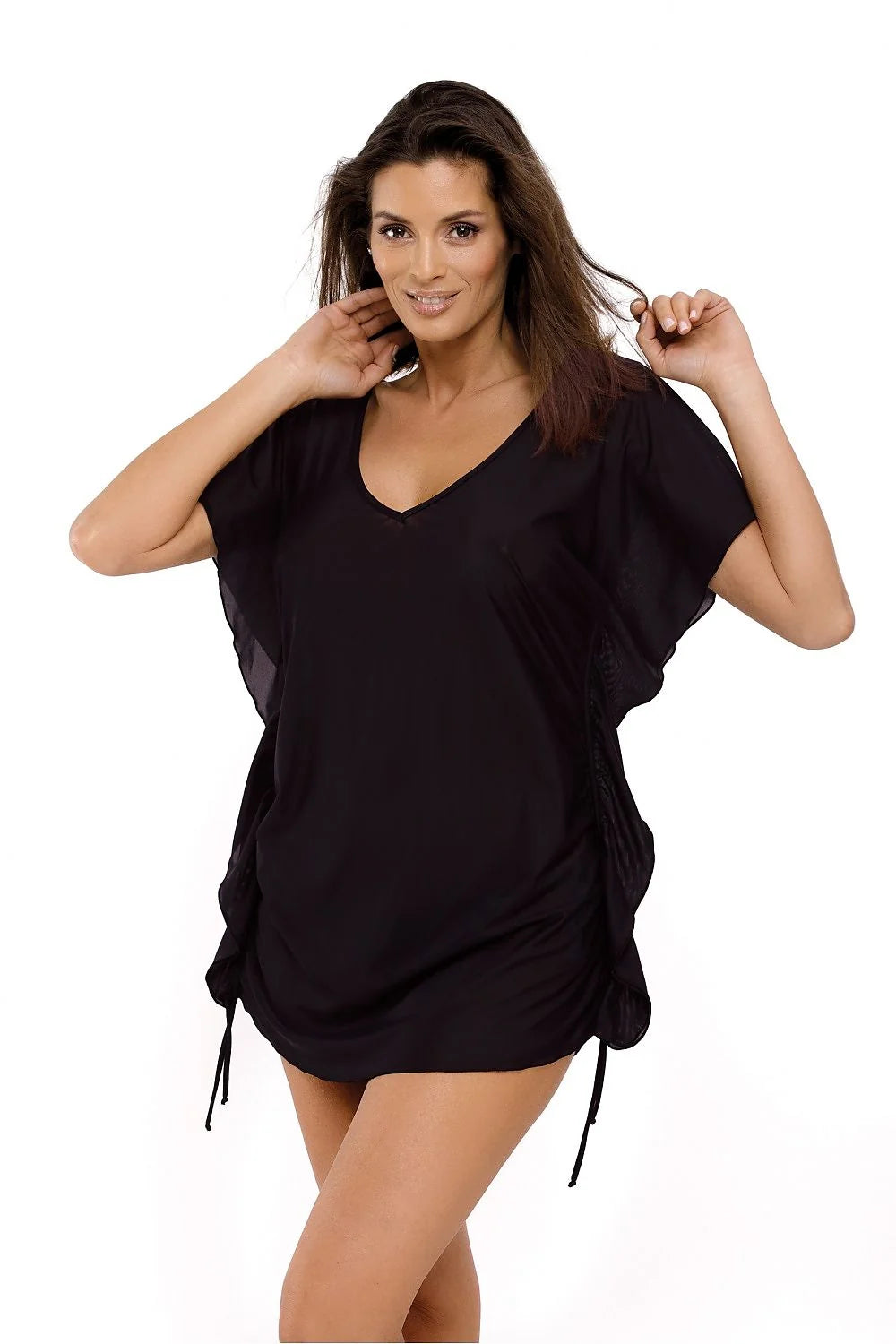 Tunique de plage en coton fluide chic et féminine avec volants ajustables pour été élégant