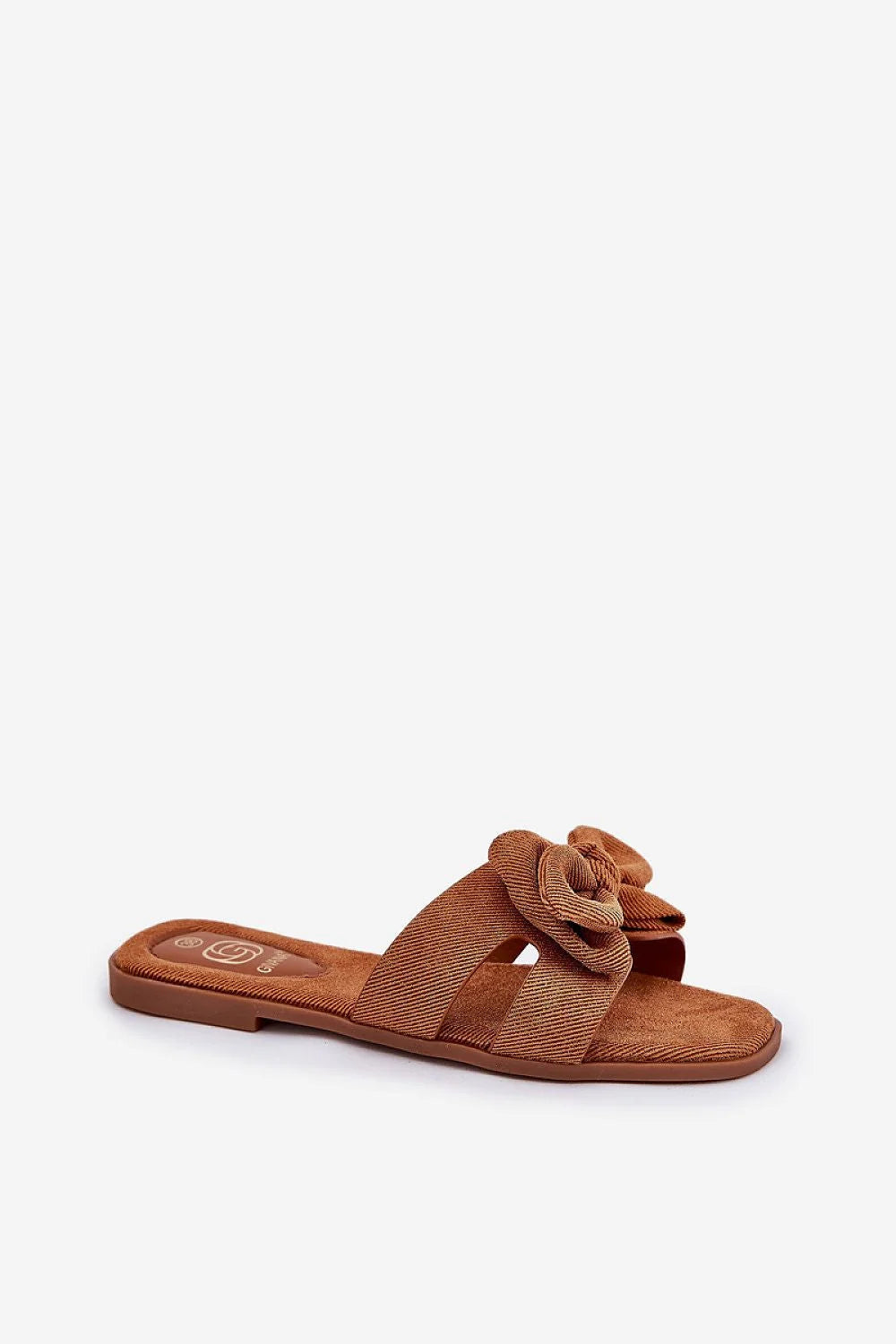Clacquettes Step in style sandales femmes élégantes décontractées talon plat nœuds couleur marron terre perles roses mode été printemps