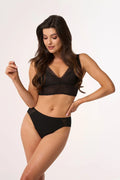 culotte brésilienne noire femme cheeky confortable coton élasthanne stretch dentelle élastique arrière mihaute microfibre respirante douce maintien sculptante élégante quotidienne