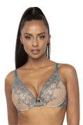 Soutien-gorge push-up femme élégant dentelle beige turquoise ajustables confort occasions spéciales
