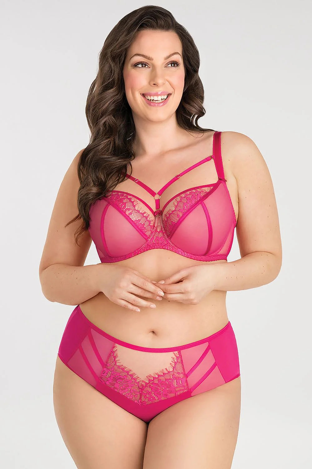 Soutien-gorge Gorsenia lingerie soft modern élégant balconnet dentelle rose vif femmes maintien confort occasion spéciale