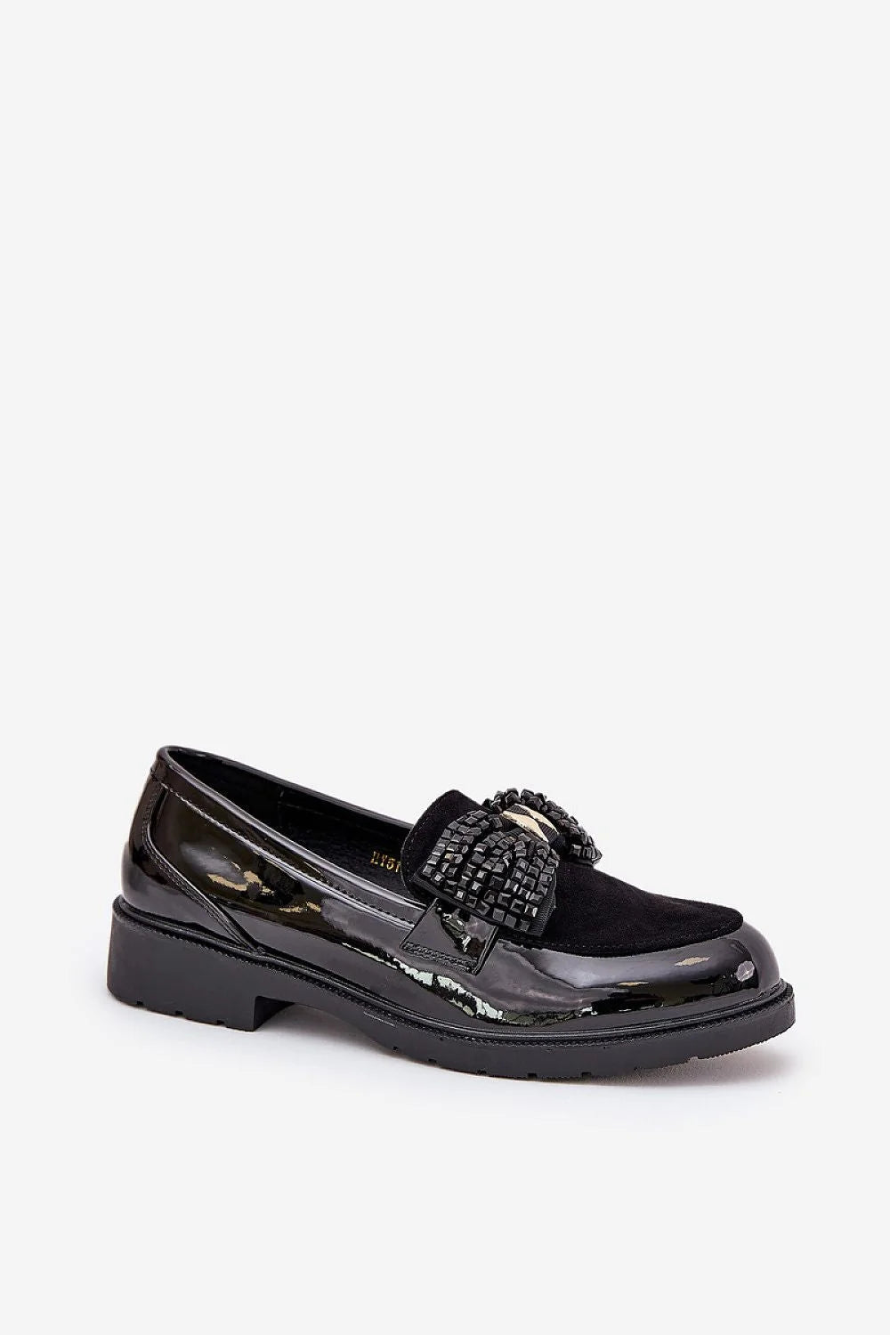 Moccasins élégants pour femmes style Step in style, cuir artificiel, noir, confortable, occasionnels formels et décontractés, semelle robuste, nœud Perl, S.Barski