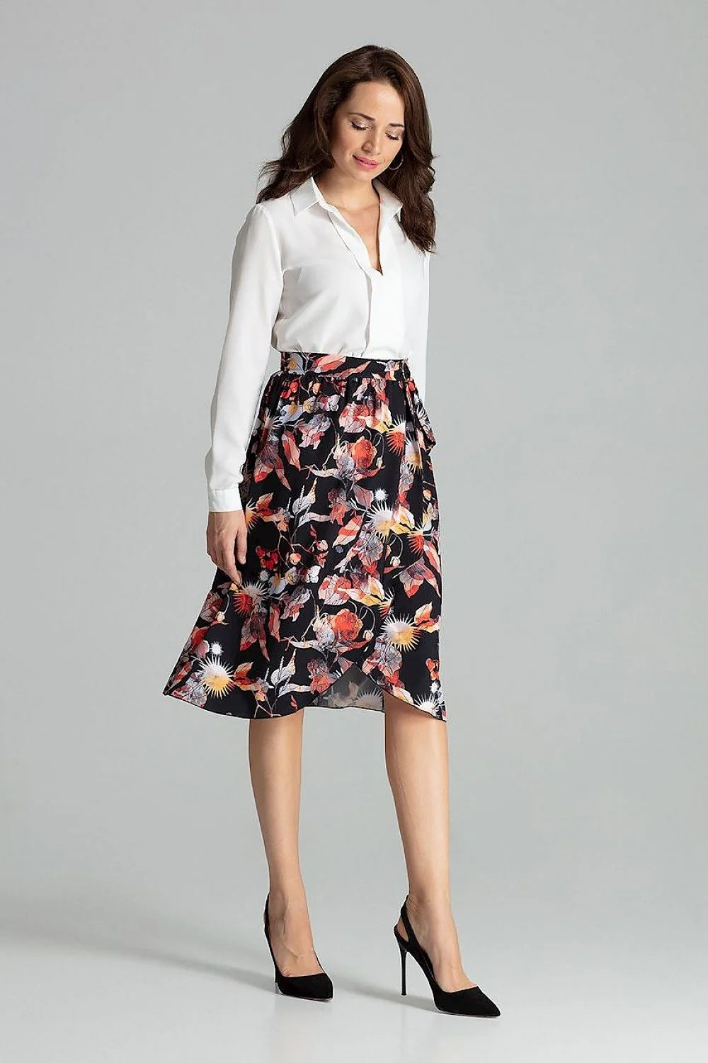 Ensemble chemisier jupe portefeuille coton polyester ajusté élégant professionnel femme silhouette raffinée occasions spéciales