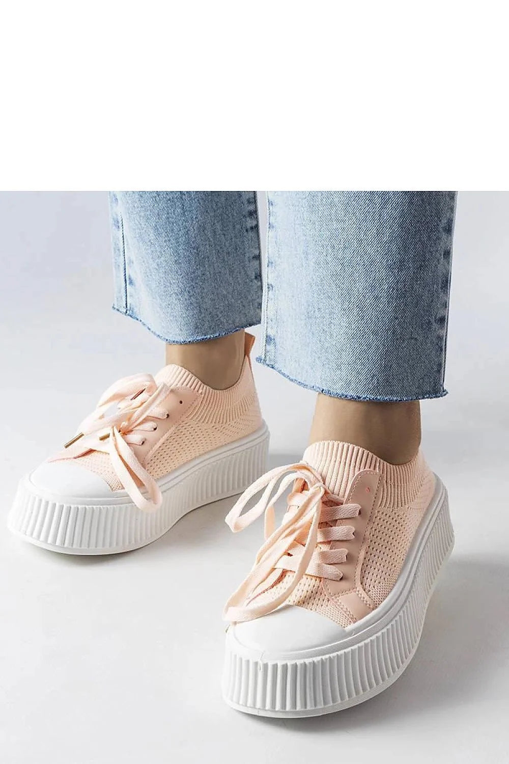 baskets Solea plateforme rose pastel maille respirante légère confortable sportives décontractées montantes semelle blanche épaisse crantée