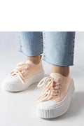 baskets Solea plateforme rose pastel maille respirante légère confortable sportives décontractées montantes semelle blanche épaisse crantée