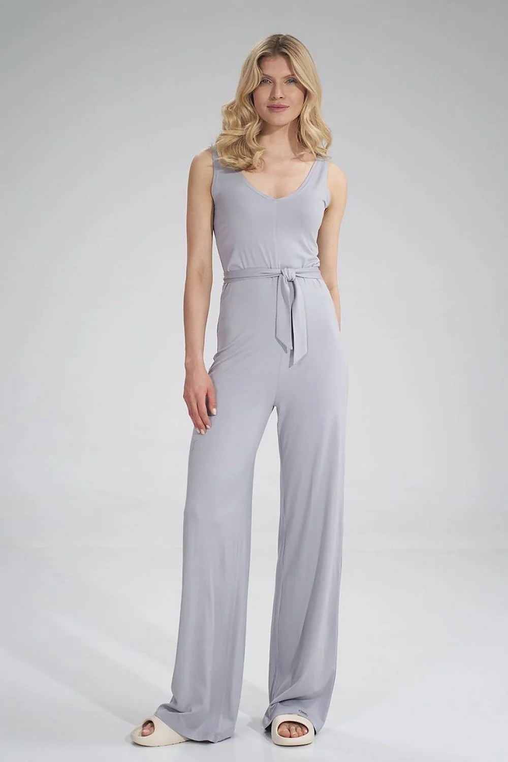Combinaison femme élasthanne viscose élégante confortable bretelles larges ceinture intégrée jambes larges décontractée