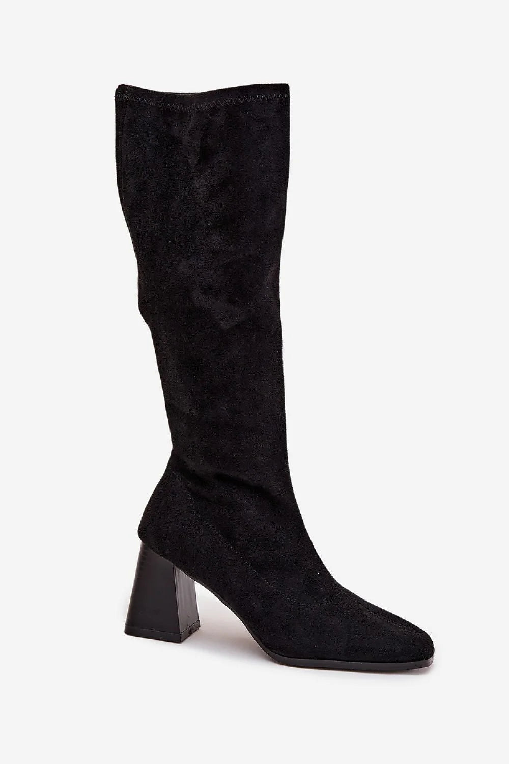 bottes montantes femmes suédine écologique souple talon colonne stable bout arrondi enfilage fermeture éclair tige ajustée doublure fourrure synthétique