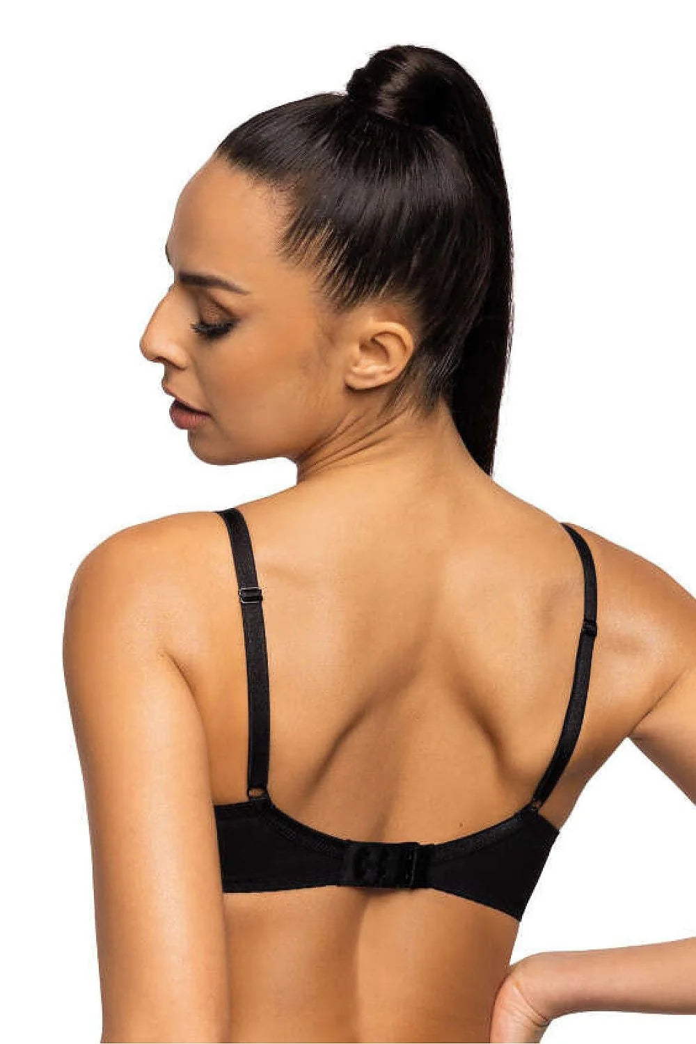 Soutien-gorge élégant Saddie en dentelle bleu marine et noir, coupe balconnet, bretelles réglables, détails nœud, lingerie féminine luxe