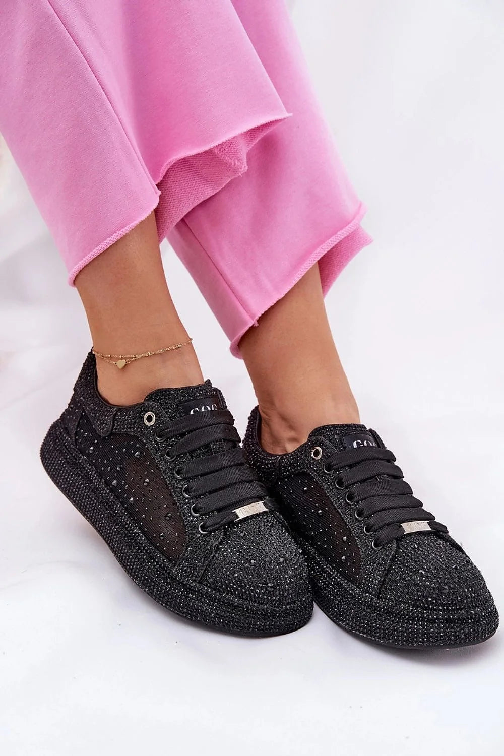 Chaussures de sport GOE modernes élégantes avec cristaux scintillants plateforme confortable tendance sneakers femmes