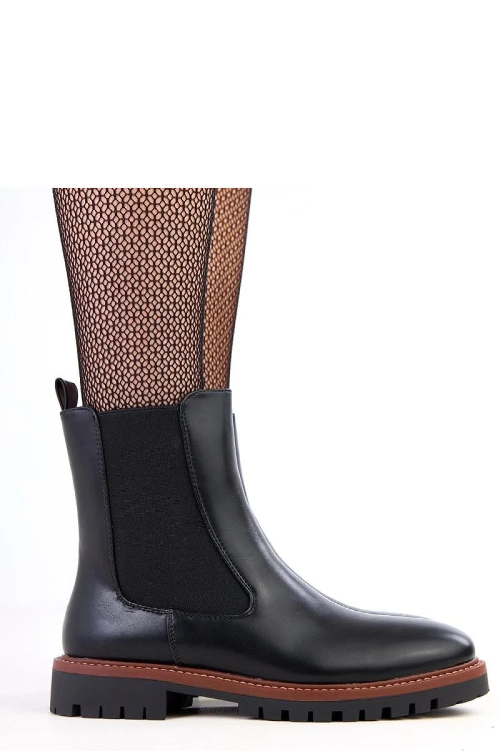 bottines chelsea femme cuir écologique noir lisse mi cheville bout rond empiècement élastique zip intérieur semelle crantée talon bas confort