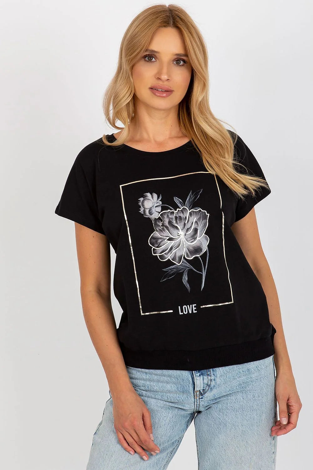 Chemisier en coton fleuri pour femme, LOVE imprimé, coupe droite, manches courtes, encolure ronde, style moderne, occasion décontractée, mode élégante, matière confortable, tailles S à XL