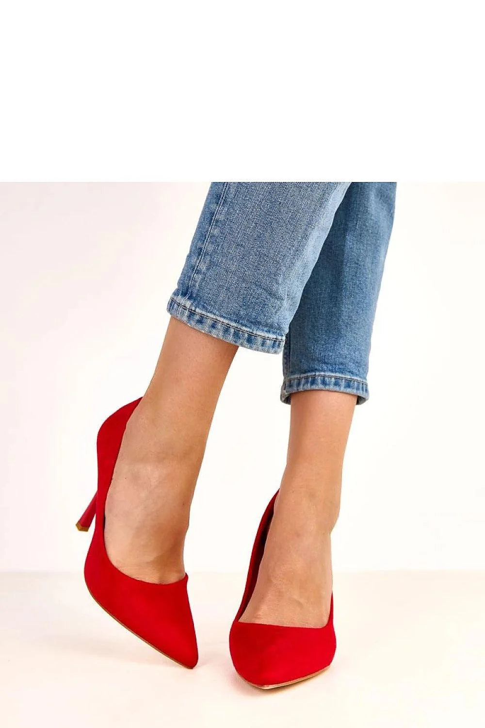 escarpins femme talon aiguille onze centimètres rouge suédine pointu silhouette épurée semelle beige slipon élégant sophistiqué