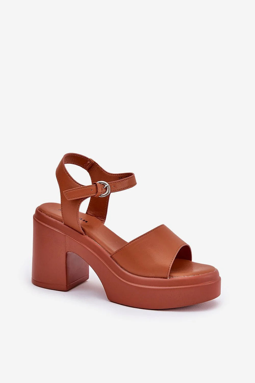 Sandales à talons cuir synthétique style audacieux brun terracotta补偿sole fermure métallique femme taille 36-41 occasion spéciale