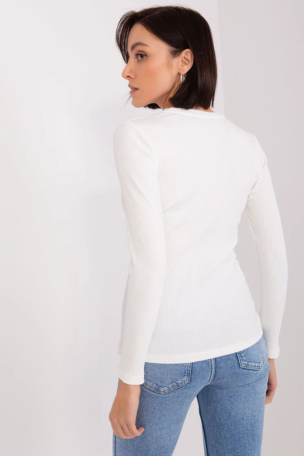 Chemisier femme manches longues en coton élasthanne blanche coupe ajustée style moderne occasion décontractée