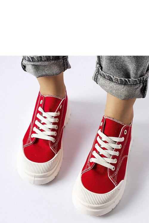 Baskets femmes rouge vif design moderne casual lacets blancs semelle caoutchouc motifs gaufrés confort durabilité