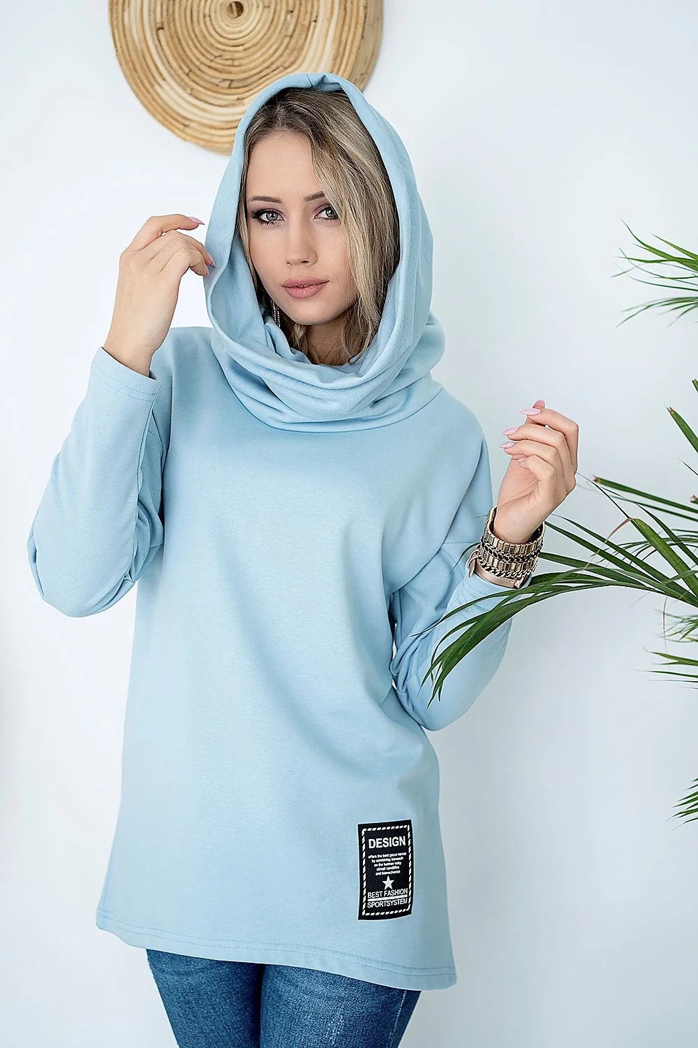 Sweatshirt confortable coton élasthanne Hajdan style moderne pour femmes élégance décontractée manches longues Poland
