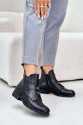 Bottines pour femmes en cuir noir élégantes style moderne coupe mi-haute talon confortable occasion quotidienne et habillée