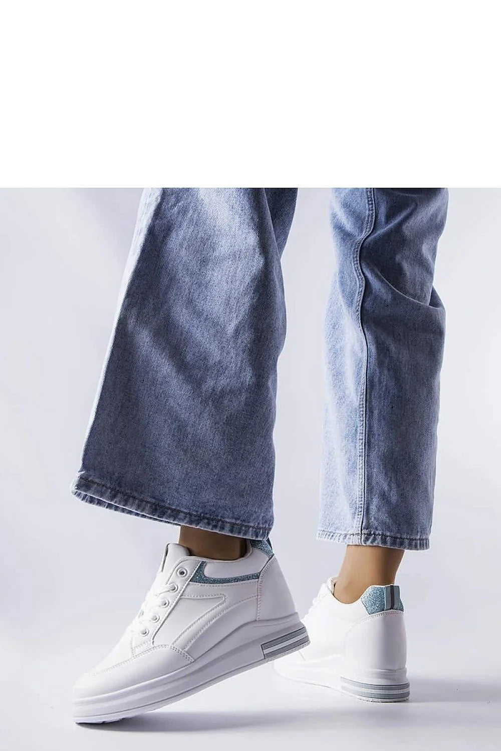 Sneakers Baskets Solea femmes blanches paillettes Bonevil cuir synthétique semelle épaisse style minimaliste confortable occasion quotidienne