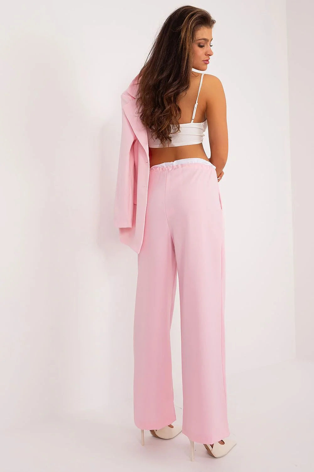 Ensemble femme blazer pantalon large rose pastel blazer manches longues taille haute pantalon large blazer sans boutons blazer blazer blazer