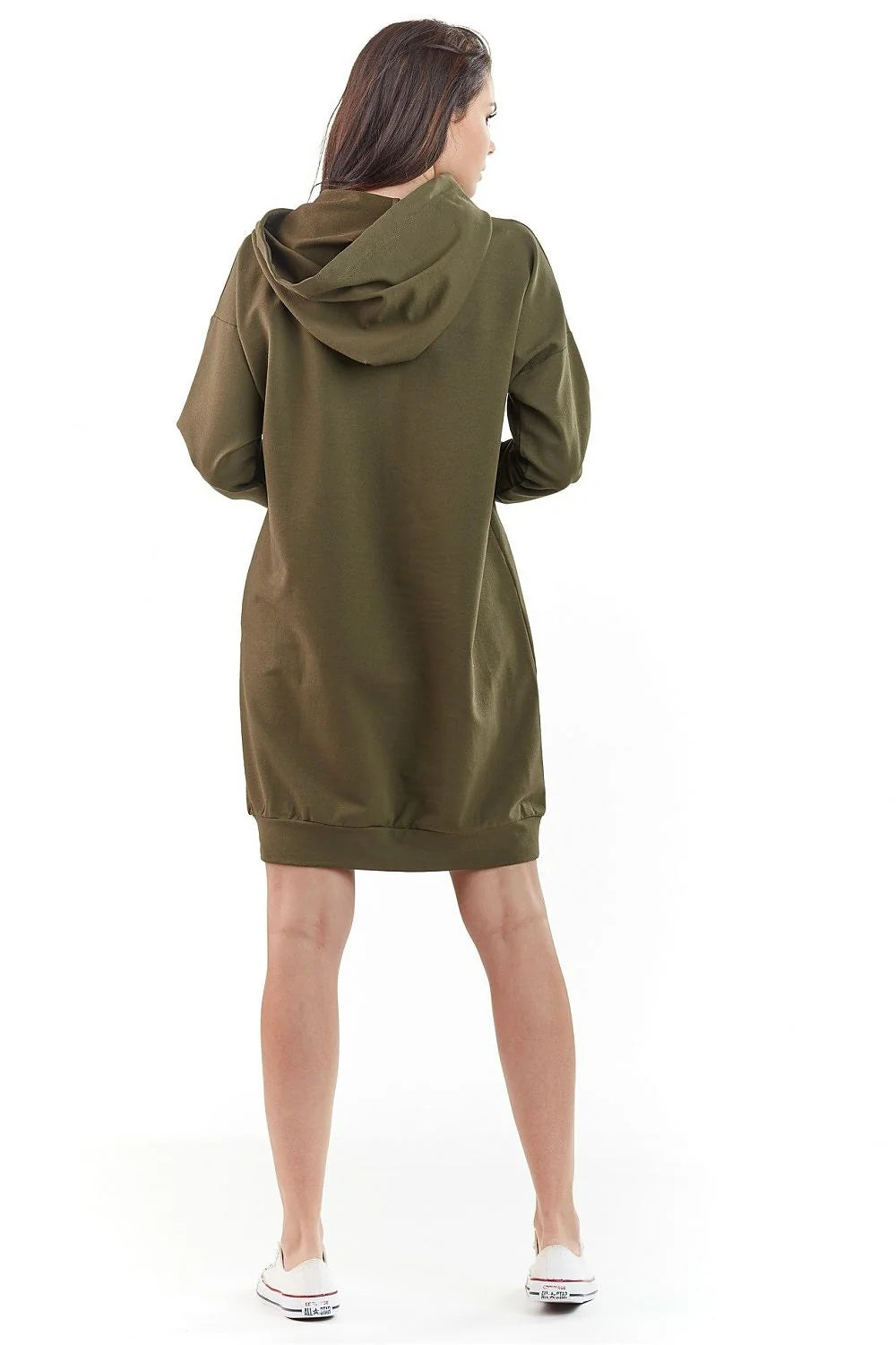 Sweatshirt femme polyester coton ample moderne kaki doux longue manches capuche style tendance moderne