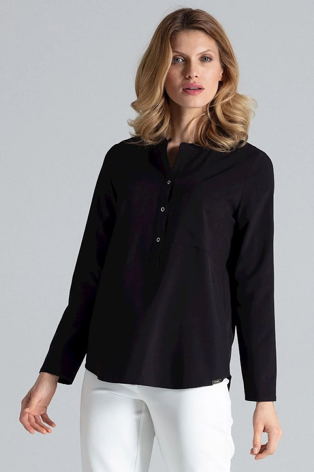 Chemisier Figl élégant imprimé animal végétal couleurs naturelles manches longues col droit femme polyester élasthanne