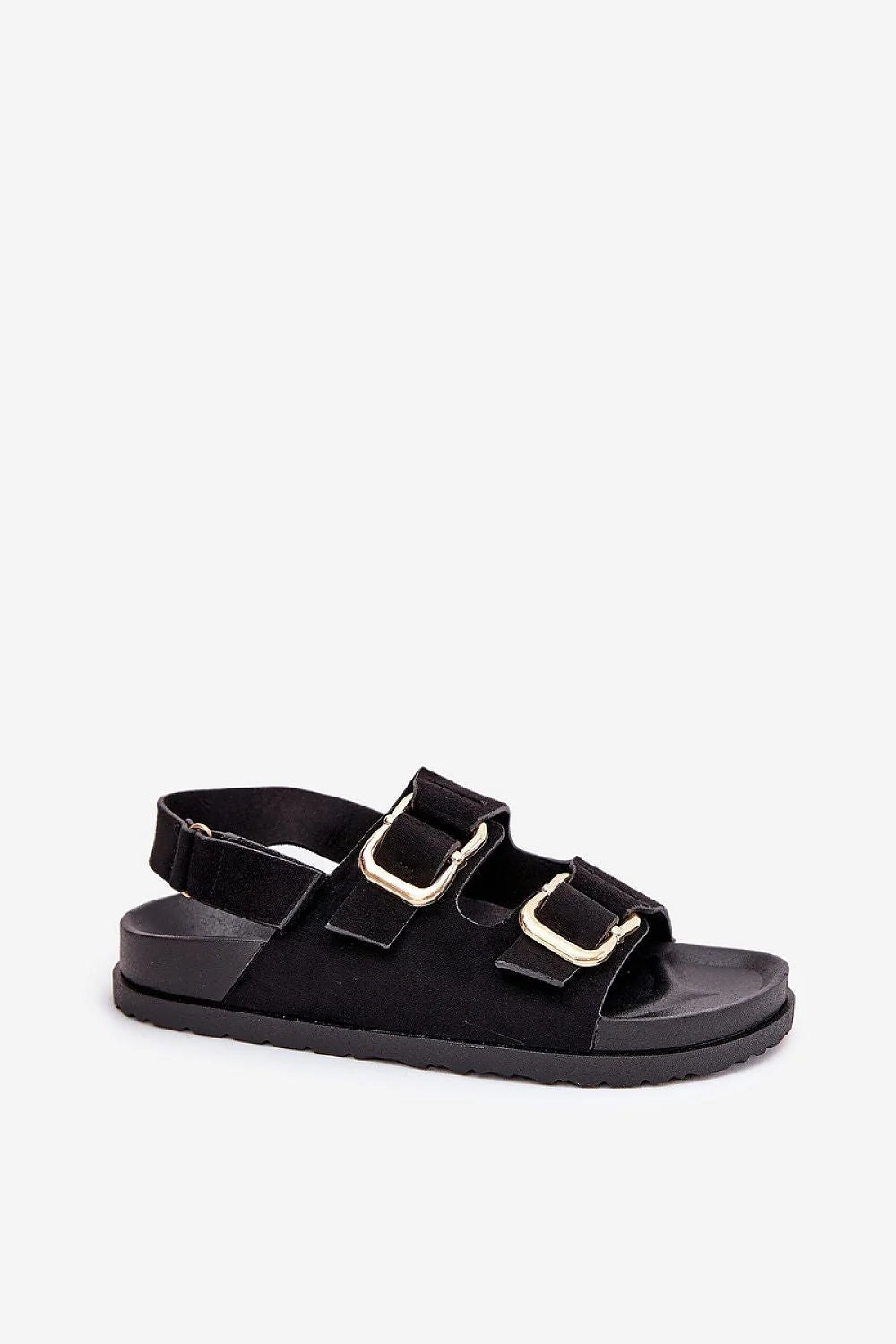 Sandales femmes style moderne cuir suédé boucles dorées confort semelle gomme plateforme 3 cm velcro occasion été look décontracté