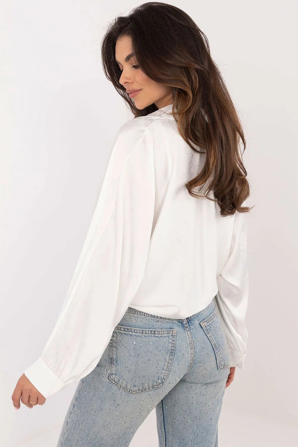 Chemise manche longue à col classique tissu coton blanc nœud à la taille femmes style décontracté moderne