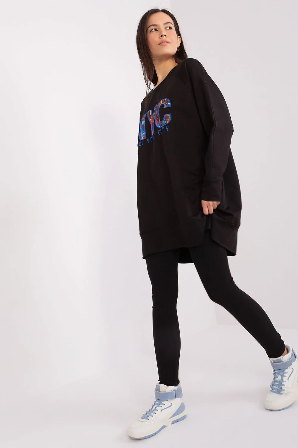 Ensemble pour femme sweat-shirt graphique leggings NYC sportswear casual black white sneakers