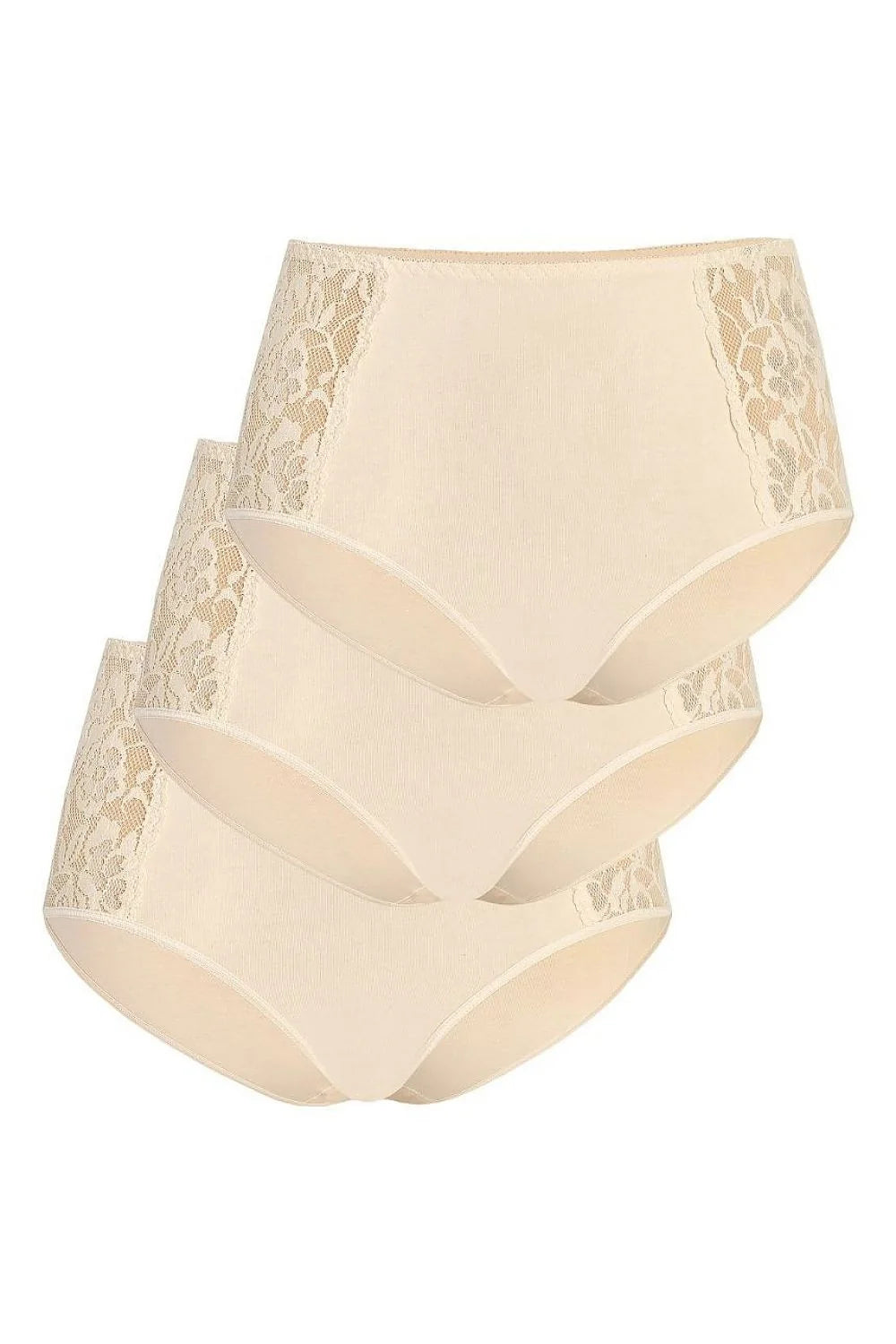 Ensemble de culottes pour femmes taille haute en coton avec dentelle latérale beige élégant