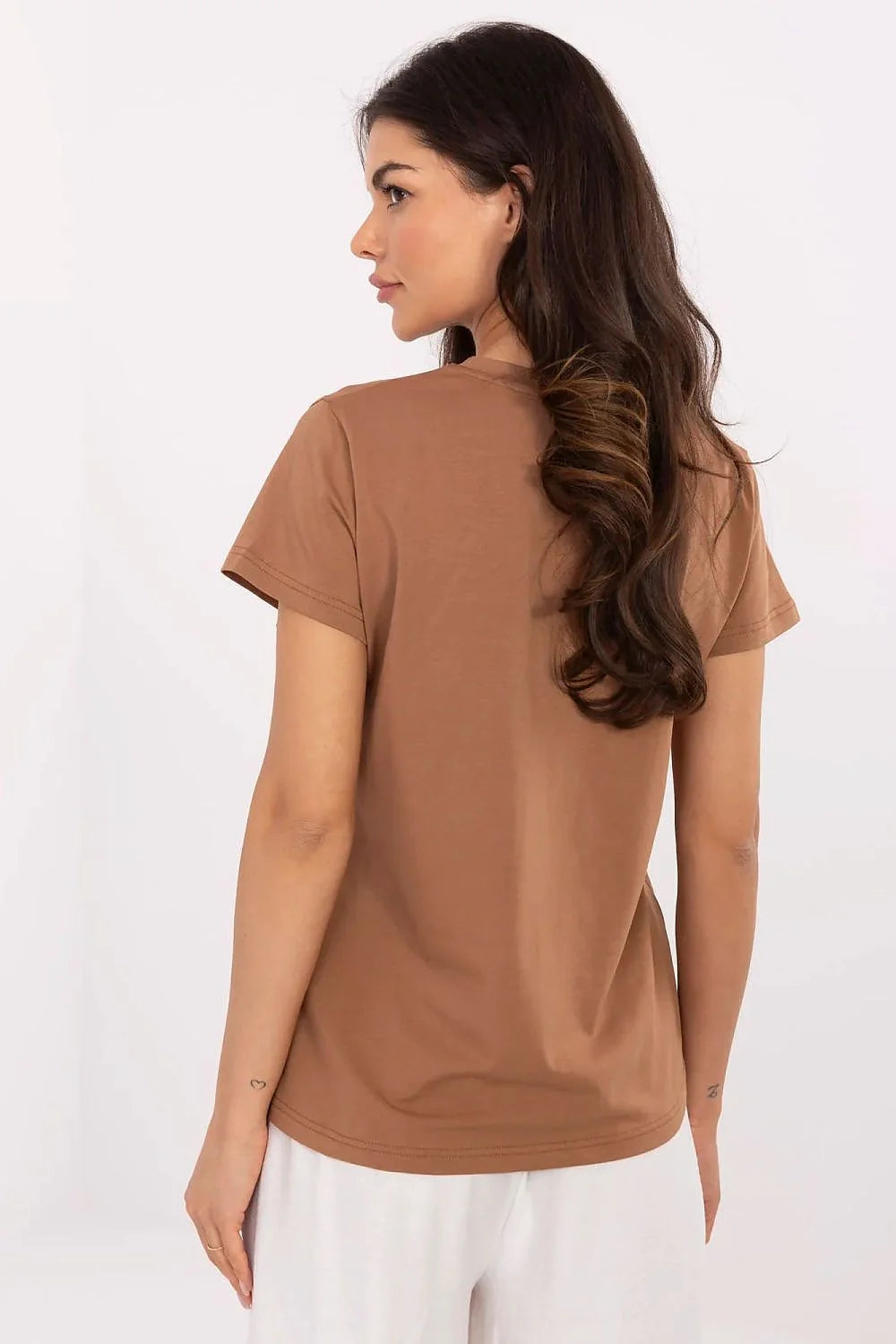 T-shirt femme mode casual BELIEVE beauty always in strass coton élasthanne coupe droite manches courtes décolleté rond