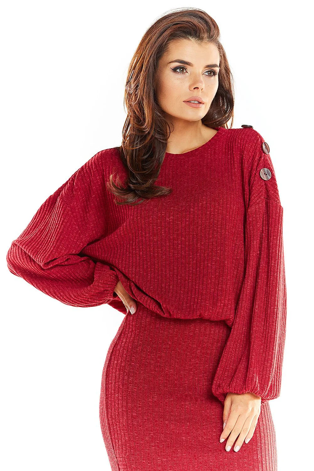Chandail femme oversize manches longues en polyester jaune moutarde élégant style kimono confortable Pologne