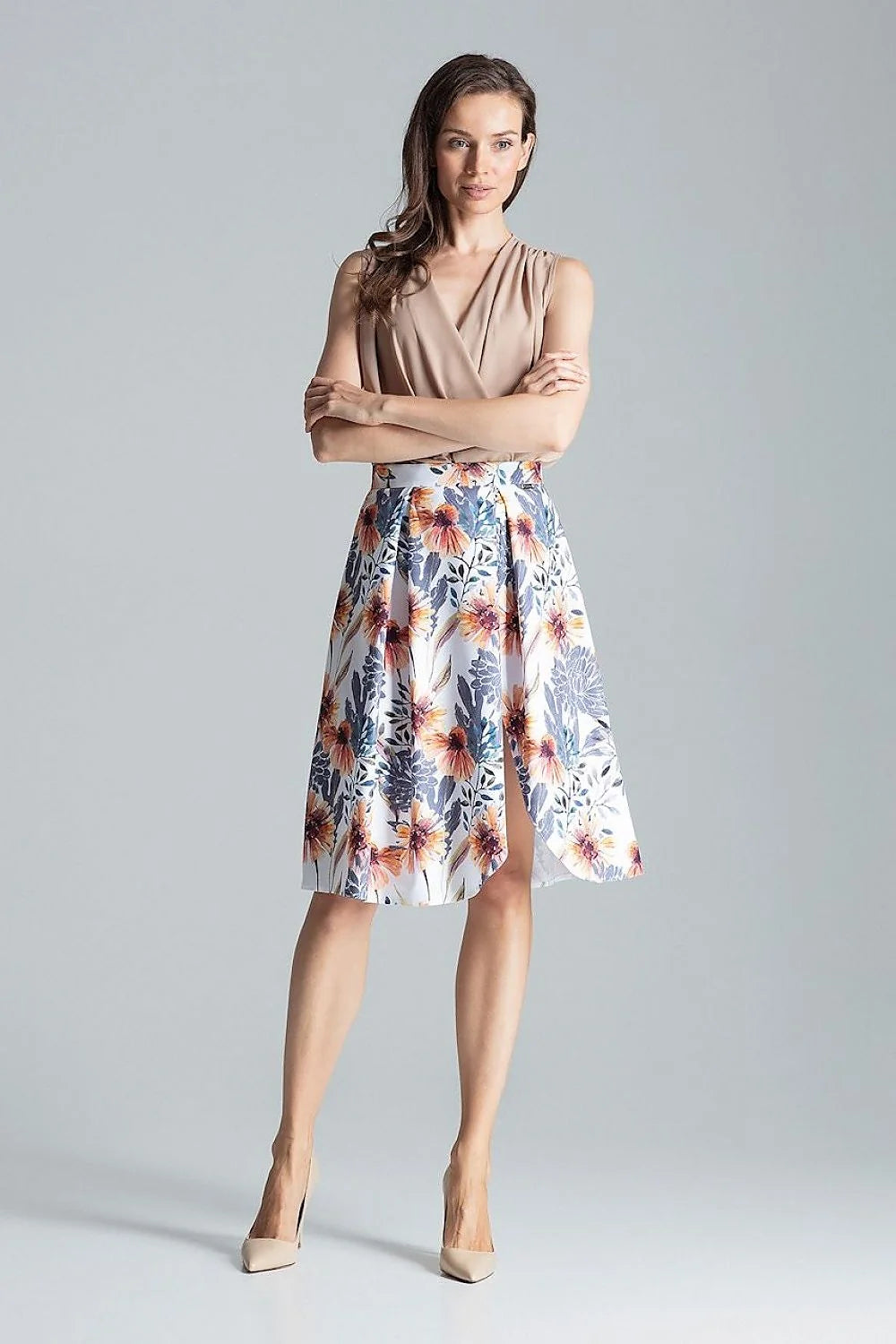 Jupe évasée polyester rouge bordeaux chic et élégante taille ajustable femme mode tendance moderne