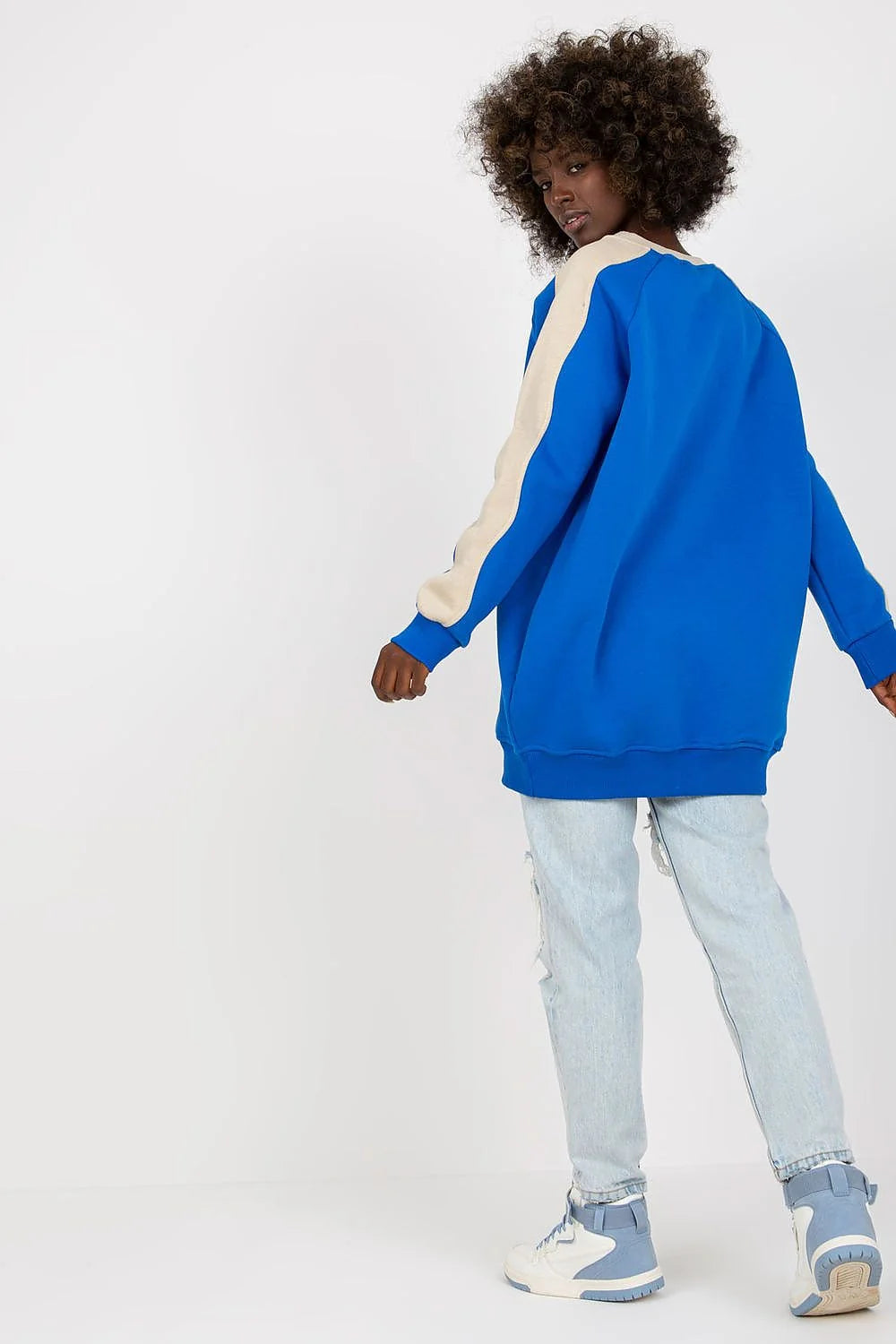 Sweatshirt Rue Paris pour femmes moderne casual color-block manches longues coton élasthanne slim fit
