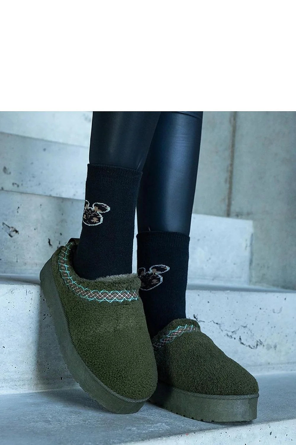 Bottes de neige Solea vert olive mocassin doublure chaude semelle caoutchouc mode hiver femme