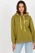 Sweatshirt Fancy pour femme, sweat à capuche moderne, style décontracté, couleur kaki et jaune clair, manches longues côtelées, poche zippée métal, coton polyester, coupe ample universelle