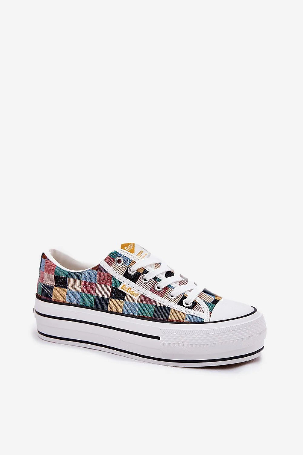 Sneakers femmes Lee Cooper baskets Step in style carreaux multicolores confort élégance plateforme tige basse lacets classiques