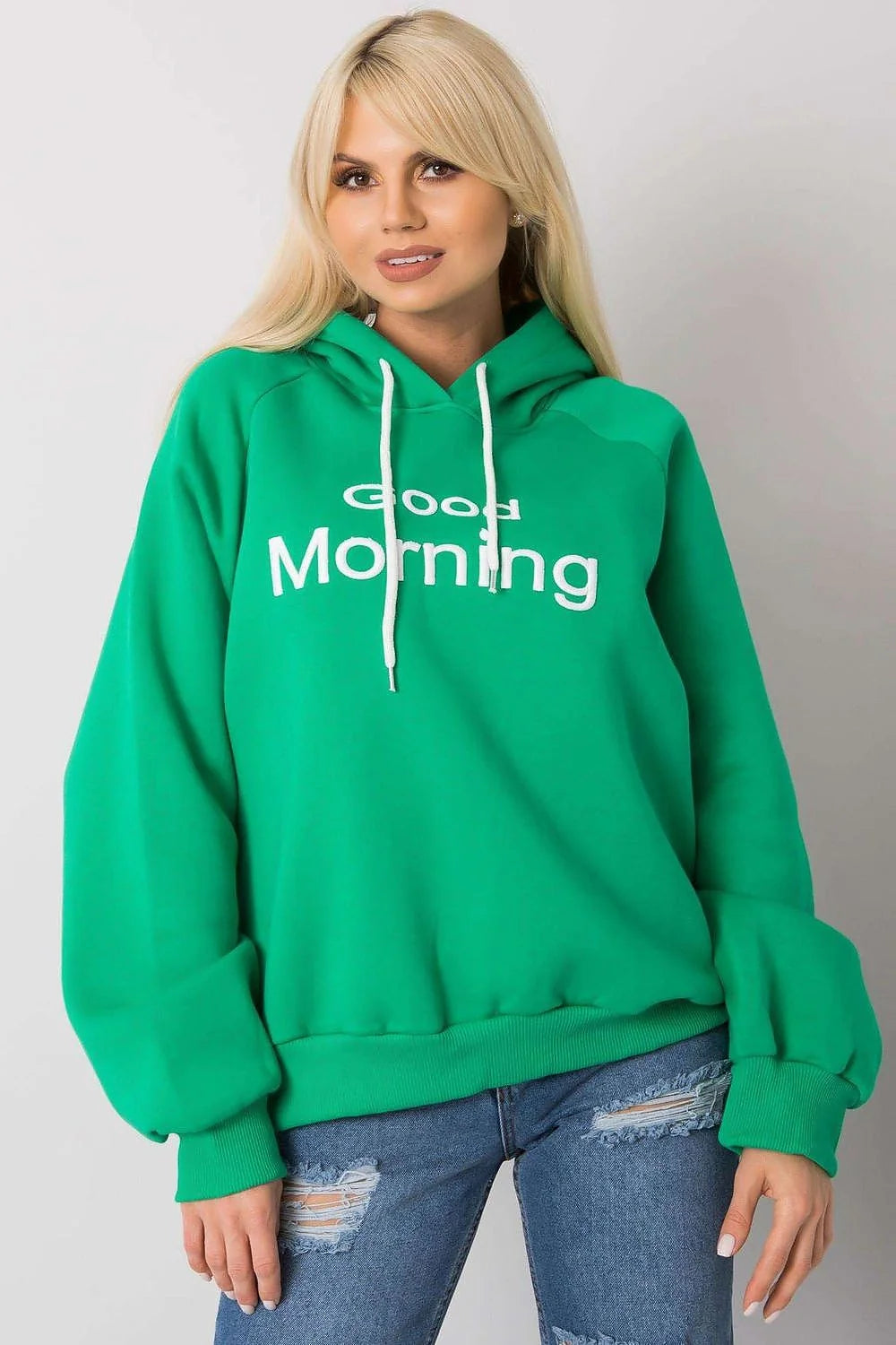 Sweatshirt femme oversize coton polyester bleu vif urbain moderne confortable manches longues GRL PWR
