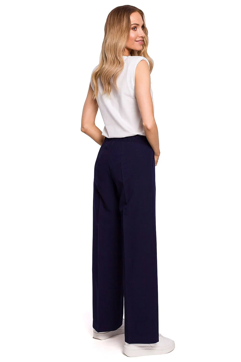 Pantalon en tissu léger coupe large rose clair style décontracté pour femme moderne élégante