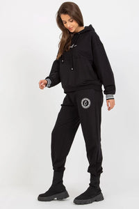 Ensemble survêtement Relevance femme coton élasthanne noir bleu rouge ample décontracté moderne sweat-shirt capuche pantalon longueur mi-longueur logo