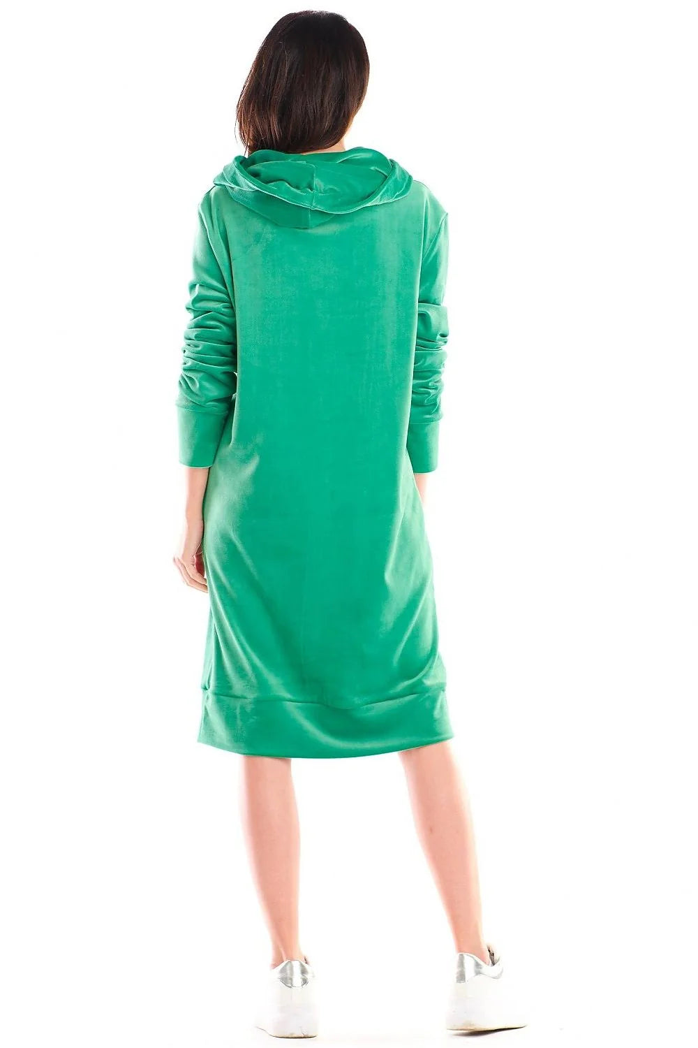 Robe de détente en velours vert vif avec capuche élégante et confortable pour femmes modernes